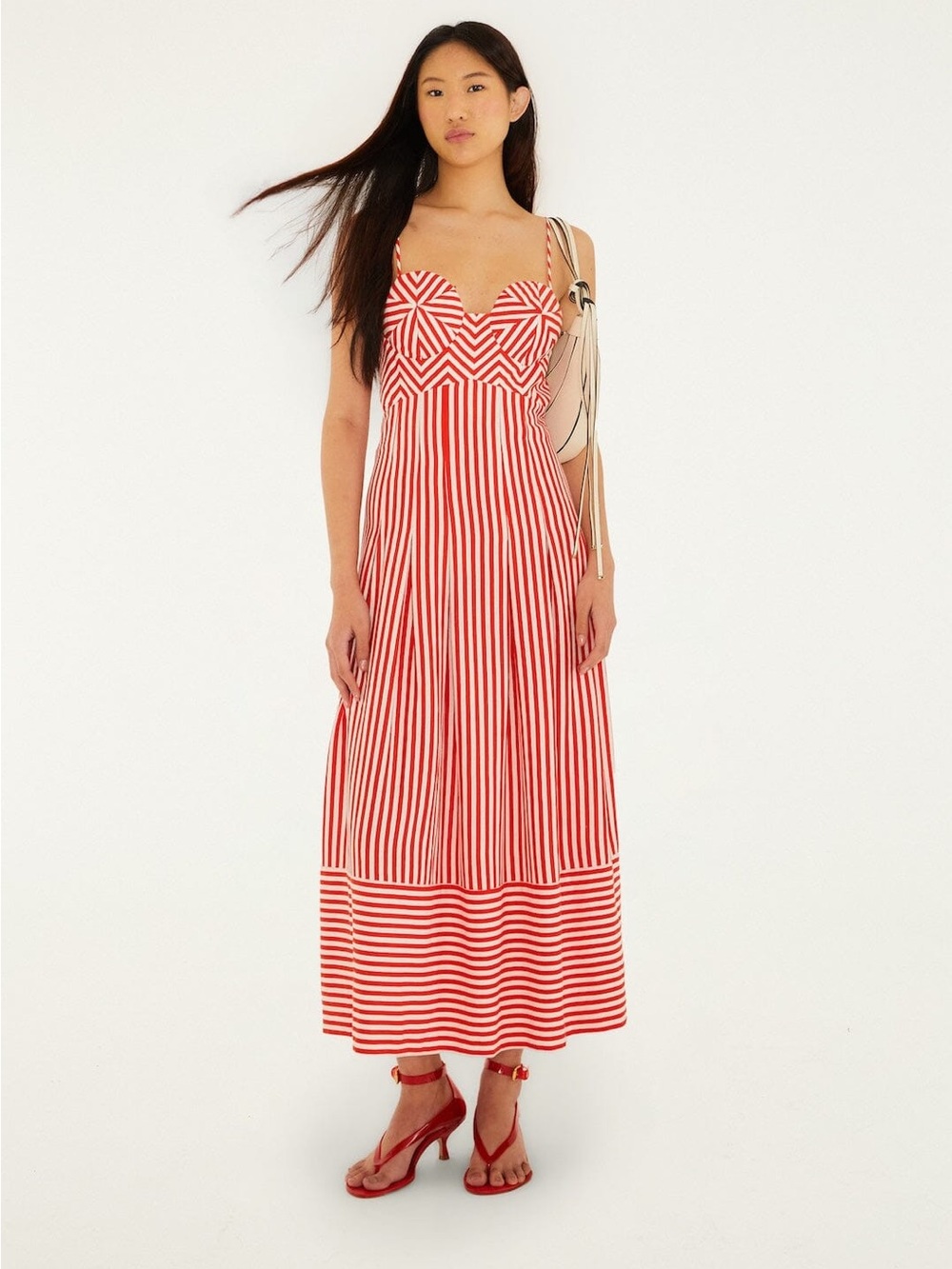 NWT Farm Rio Off-White & Red Stripes Maxi Dress - XS